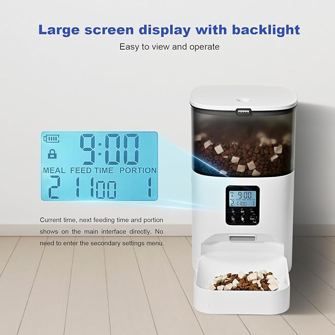 ANDOLL HOME Automatic Cat Feeder, 4L Cat Food Dispenser with 10s Voice Recorder, Pet Feeder up to 8 Meals per Day, Timed Dog Feeder with Dry Food Sealed Ring