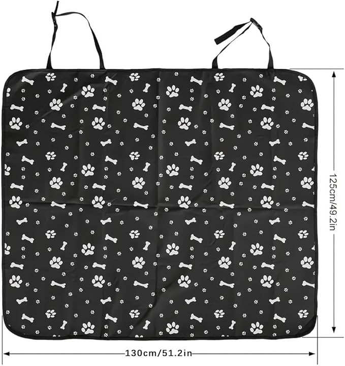 Pet Car Seat Cover, Waterproof Back Seat Protector with Paw Print Design, Black