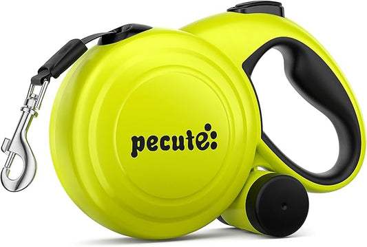 32ft Retractable Dog Leash with Reflective Strips, One-Button Control & Sturdiness Nylon Material, Long Leash Retractable with Poop Bag Holder for Medium Large Dog