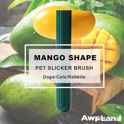 Mango Dog Brush, Gentle Self Cleaning Pet Brush with Release Button for Cats and Dogs, Easy to Remove Loose Hair Daily Grooming Tool During Shedding Season