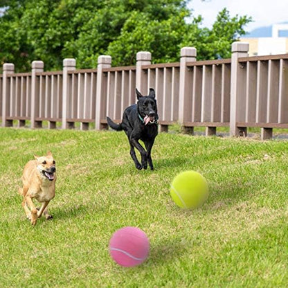 Banfeng Giant 9.5" Dog Tennis Ball, 2 Pack Oversize Interactive Puzzle Toy with 1*Ball Pump + 1*Needle for Small, Medium, Large Dogs (Yellow+Pink) - Image 6