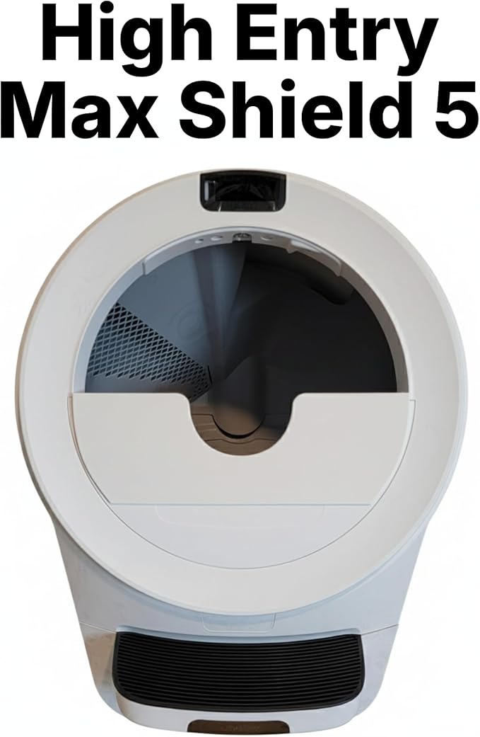 Pee Guard Max Shield for Litter-Robot 5 : Anti-Flicking, One-Piece Design (White w/Leveler)
