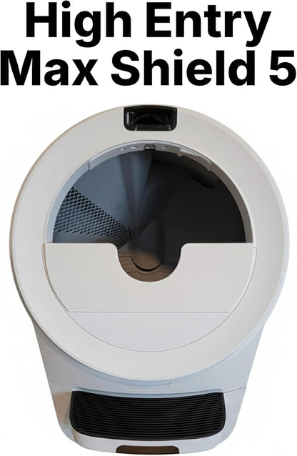 Pee Guard Max Shield for Litter-Robot 5 : Anti-Flicking, One-Piece Design (White w/Leveler)