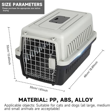 Basic Hard-Sided Dog and Cat Kennel, Beige Single-Door Travel Pet Carrier with Metal Wire Ventilation, 18.9" L x 12.6" W x 11.8" H