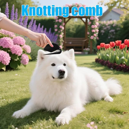 6 Pcs Pet Multifunctional Knotting and Pet Hair Removal Comb One-Click Self-Cleaning Grooming Brush for Dogs, Cats, Puppies, and Rabbits, Plastic Grooming Comb for Hair Shedding and Tangle Removal