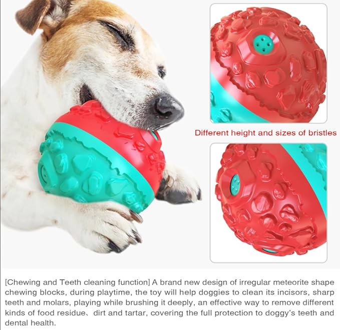 CYBERNOVA Interactive Dog Toys,Dog chew Ball, Fun Squeaky Sound Ball for Small Medium Large Breeds (red+Blue)