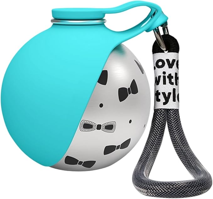 Portable Dog Water Ball, 304 Stainless Steel Foldable Pet Water Bottle – Portable, Leak-Proof & Perfect for Travel, Large-Capacity (285ml) Cup with Foldable Silicone Bowl