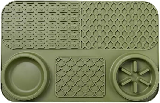 Cat Dog Slow Feeder Set Textured Slow Lick Mat & Drumstick Puzzle Toy Food Grade Silicone Easy to Clean Anti-Slip Base Pet Accessories (Mat-5 2pcs)