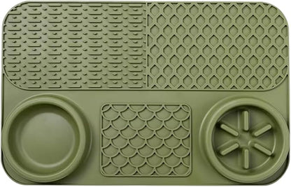 Cat Dog Slow Feeder Set Textured Slow Lick Mat & Drumstick Puzzle Toy Food Grade Silicone Easy to Clean Anti-Slip Base Pet Accessories (Mat-1 2pcs)