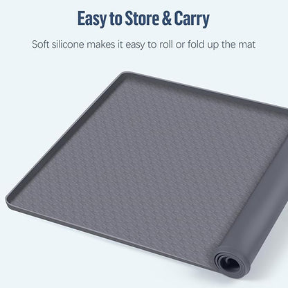 Pee Pad Holder for Dogs, 51" x 25.6" Silicone Pee Tray Mat Leak-Proof, High Edge, No Spill Pet Pad Holder for Puppy, Cat, Rabbit, Training Pads for Floor Protection, No Pee Pads (Grey)