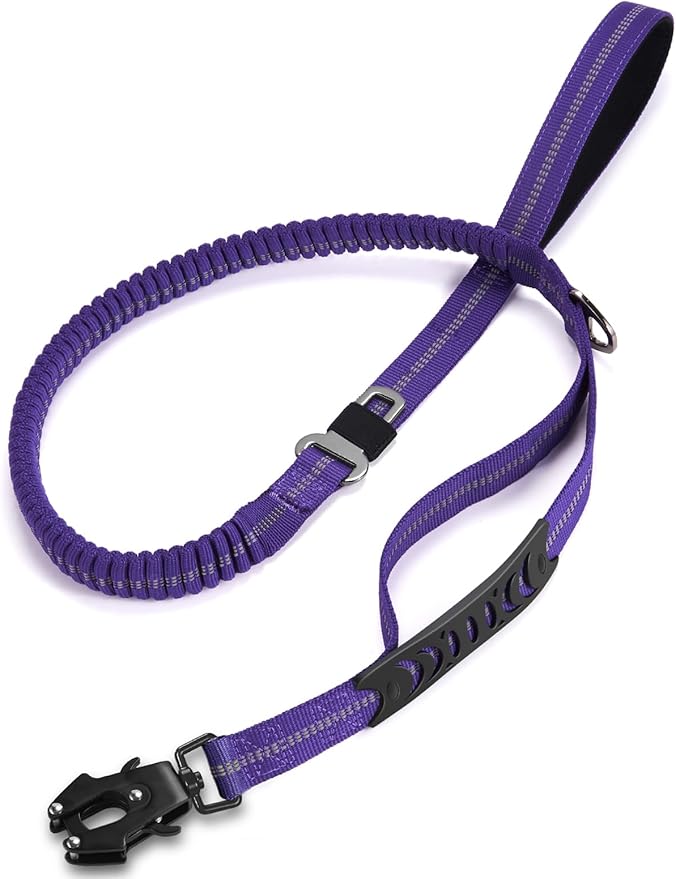 Heavy Duty Dog Leash, 4-6FT Shock Absorbing Dog Leashes with Traffic Handle and Comfortable Padded Handles, Advanced Easy Metal Clip, No Pull Reflective Leash for Medium Large Dogs that Pull (Blue)