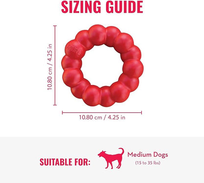 KONG Ring & Goodie Ribbon - Durable Rubber Treat-Dispensing Chew Toy for Dental Health - for Medium Dogs