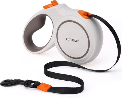 Retractable Dog Leash, 16 ft Dog Leash Retractable for Medium/Large Dogs up to 110 lbs, Strong Nylon Tape, Tangle Free, One-Hand Brake, Large White