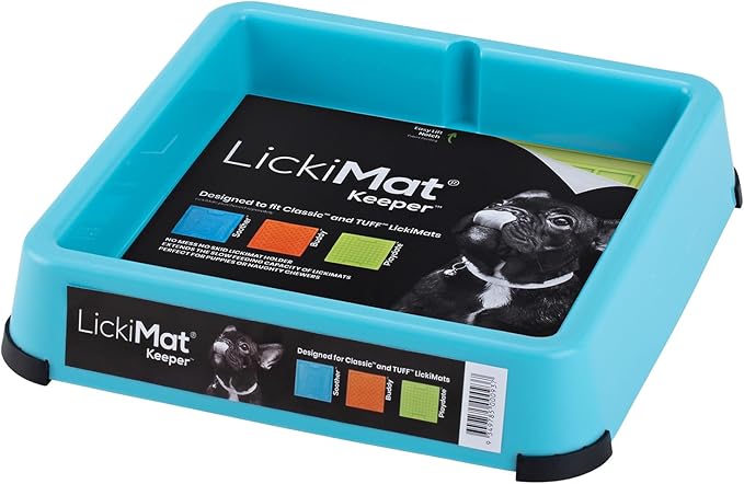 LICKIMAT Indoor Keeper Dog Feeding Station - Slow Feeder Lick Mat Keeper for Dogs Food, Treats, Yoghurt & Peanut Butter - Extend Licky Mats for Dogs into Full Feeder, Turquoise