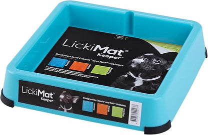 LICKIMAT Indoor Keeper Dog Feeding Station - Slow Feeder Lick Mat Keeper for Dogs Food, Treats, Yoghurt & Peanut Butter - Extend Licky Mats for Dogs into Full Feeder, Turquoise