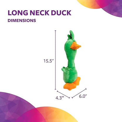 TrustyPup Tough 'N Fun Long Neck Duck Squeaky Plush Dog Toy, Chew Guard Technology - Green, Large