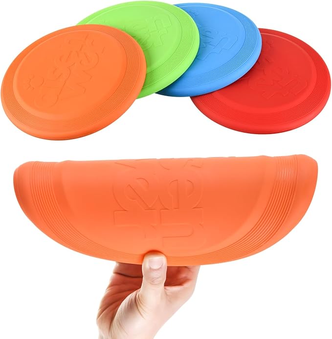Dog Flying Disc - Durable Rubber Dog Toy for Fetch - Interactive Lightweight Flyer Dog Toys for Outdoor Playtime - Safer Disc for Healthy Activity - for Small/Medium Dogs 2 Pack
