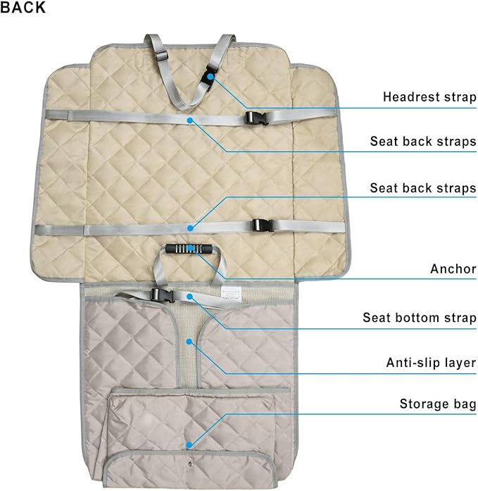 Bark Lover Deluxe Dog Seat Cover for Front Seat-More Durable Waterproof Front Seat Protector, High Heat Resistant and Nonslip Front Seat Cover for Dogs Kids, Universal Size (Beige MAT)