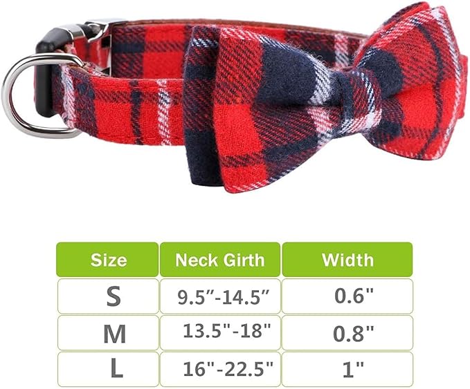 Faleela Soft &Comfy Bowtie Christmas Dog Collar,Detachable and Adjustable Bow Tie Collar,for Small Medium Large Pet (M, Red)