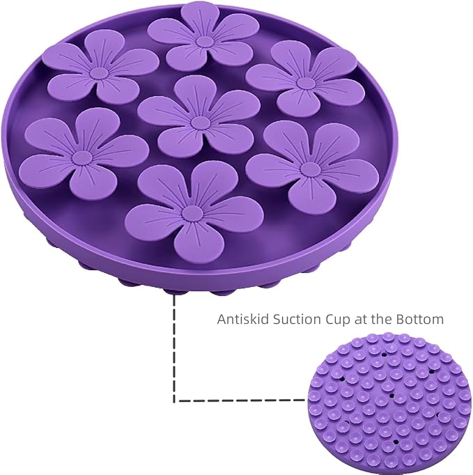 Slow Feeder,Cat Help Slow Down Eating Speed Cut Flower Silicone Rubber Cute Slow Feeder for Puppy/Cat/Dog
