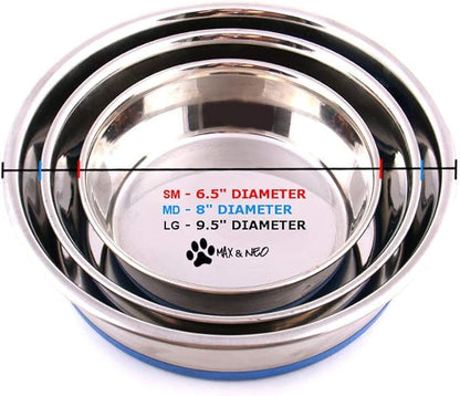 Case Pack of Stainless Steel Heavy Non-Skid Dog Bowls