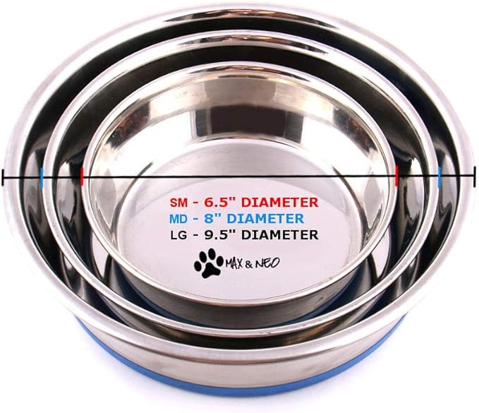 Case Pack of Stainless Steel Heavy Non-Skid Dog Bowls