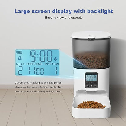 ANDOLL HOME Automatic Cat Feeder, 4L Cat Food Dispenser with 10s Voice Recorder, Pet Feeder up to 8 Meals per Day, Timed Dog Feeder with Dry Food Sealed Ring