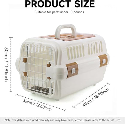 Hard Sided Plastic Dog and Cat Kennel, Two Door Pet Carrier, Plastic Wire Door, Top or Front Loading, Up to 18LBS, Perfect for Traveling,Hiking,Camping,Veterinary Visits