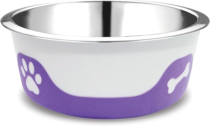 Thermocool Insulated Stainless Steel Pet Bowl - 64 Oz (XL) Non-Slip Feeding Dish Reduces Sliding & Spills, Keeps Water Cold & Food Warm, Dishwasher Safe (Light Purple)