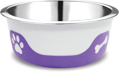 Thermocool Insulated Stainless Steel Pet Bowl - 8 Oz (X-Small) Non-Slip Feeding Dish Reduces Sliding & Spills, Keeps Water Cold & Food Warm, Dishwasher Safe (Light Purple)