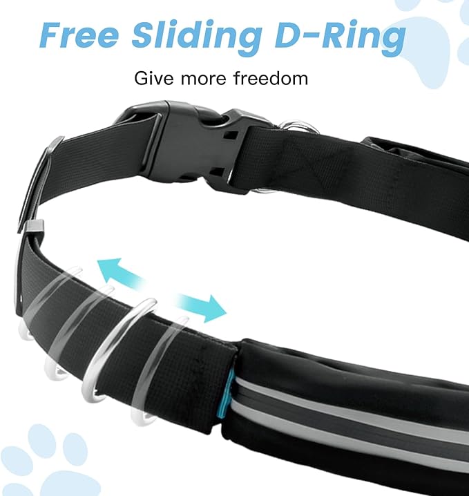 Caudblor Waist Leash for Medium Large Dog Walking, Bungee Hands Free Leash with Zipper Pouch, Around The Waist No Pull Running Dog Belt, Padded Handle Jogging No Hands Heavy Duty