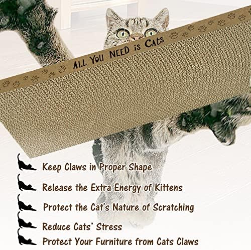 AccEncyc Cardboard Cat Scratcher Pads Cat Scratching Board for Indoor 16.5”Lx8.3”Wx1”H Dual-Side Corrugated Cats Scratching Post Reusable Cats Supplies - 6 Pack - Image 4