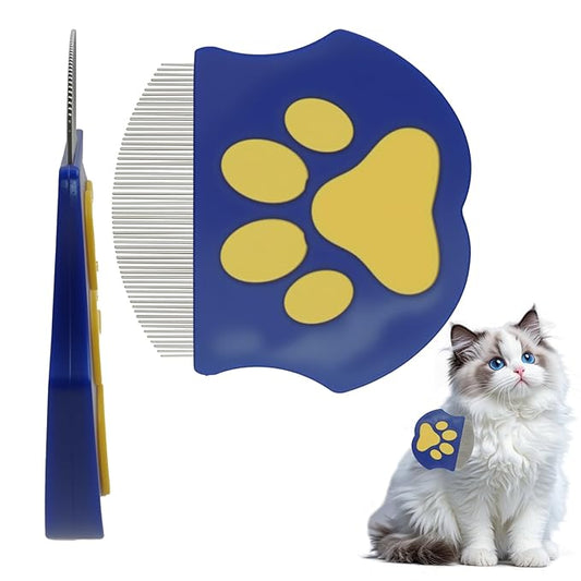 Professional Eye Comb for Cats & Dogs,2.56×2.55 In Blue Arc Stainless Steel Dog Eye Booger Comb,Portable Eye Gunk Removal Grooming Tool for Fur Debris Dirt,Gentle Round-Head Grooming Tool