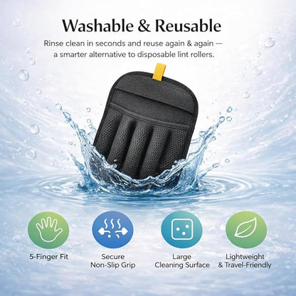 Purrmitive Upgraded Pet Hair Removal Gloves for Cats & Dogs, Five-Finger Electrostatic Reusable Magic Brush for Effortless Pet Hair Remover Tool on Carpet, Clothing, Laundry, Couch, Car Seat (Black)