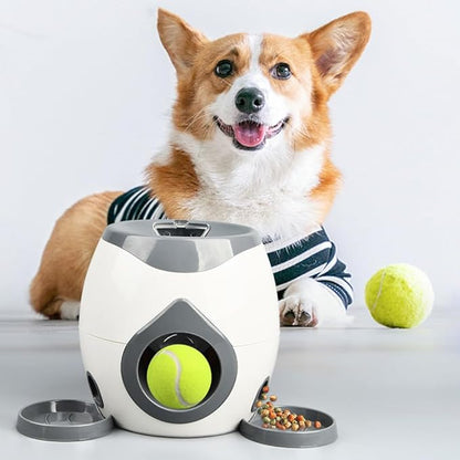 Automatic Dog Ball Launcher Dog Tennis Food Reward Machine Interactive Dogs Ball Thrower Slow Feeder for Small and Medium Dogs (Dark Grey)