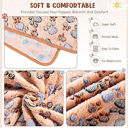 Tatuo 4 Pack Fleece Dog Blanket for Pet,Mixed Color,72 x 72 Inch,Paw - Image 3