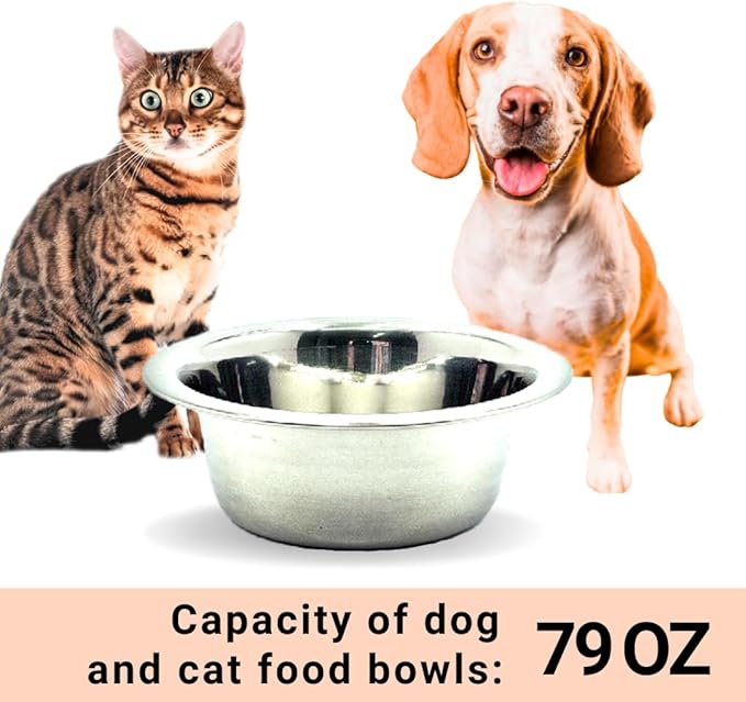 Stainless Steel Dog and Cat Bowls, Replacement Bowl for Pets (79oz)