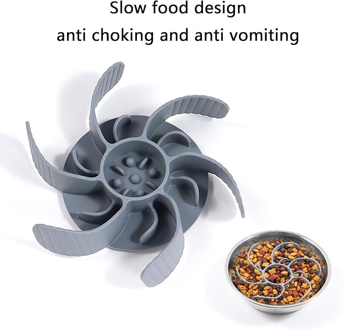 Slow Feeder Dog Bowl Insert with Strong Suction Cup Nonslip Silicone Pet Food Dispenser for Eating and Digestion