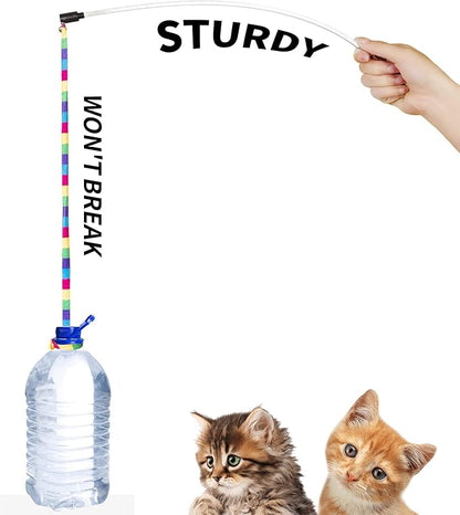 FYNIGO Interactive Cat Rainbow Wand Toys for Indoor Cats and Kittens,Extended Colorful Cat Teaser Wand String Plush Toy,Original Product Strong and Sturdy Pole with Bells(2 Pack)