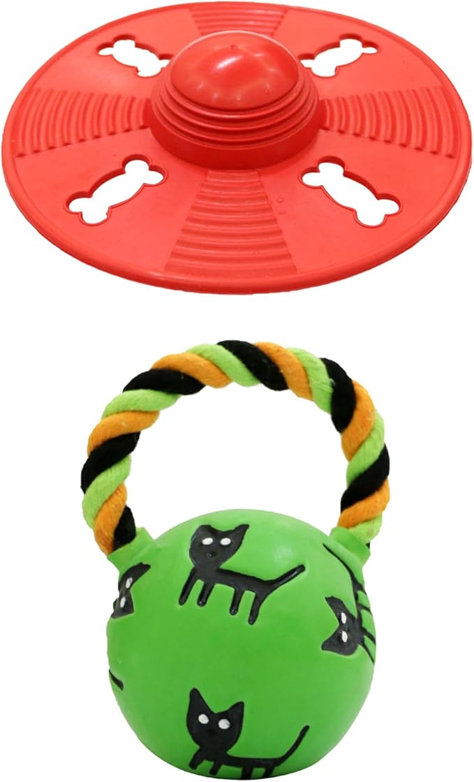 Deeow Alieen Dog Frisbee for Fetch and Green Jack-o-Lantern Pet Toys, Teething Clean Outdoor Flying Disc and Halloween Pumpkin Pet Toy, Interactive Squeaky Dogs Toy for Water, Park, Beach Fun