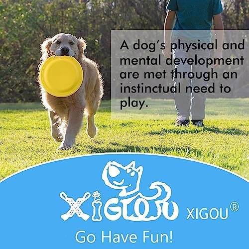 XIGOU Dog Flying Disc - Durable Rubber Flying Disc Dog Toy - 9.25" Indestructible Rubber Dog Flying Discs Flyer Dog Toys - Puncture Resistant & Bite Resistant Extremely - for Medium Large Dogs - Image 7
