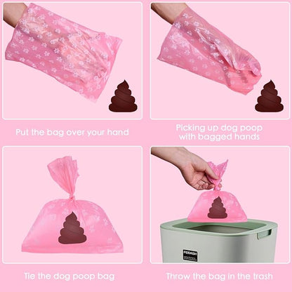 Poop Bags Rolls 256 Count - 9x13 Inches Pink Thickened Leakproof Lavender scent Poo Bags for Dogs, Eco-Friendly Pet Waste Bags for Walking, Home, Travel