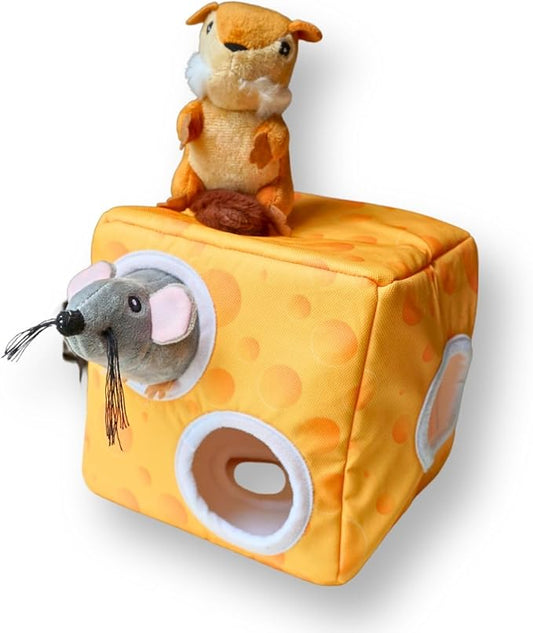 7" Squeaky Plush Toy for Puppies Small Dogs Self Etertainment Washable Soft Made [PET ONLY] (Cheese & Mouse)