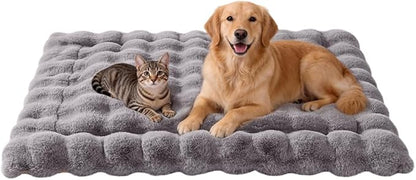 Large Dog Bed Mat, Extra Large Plush Faux Fur Washable Pet Bed for Large Dogs, Non-Slip Fluffy Dog Mat – Machine Washable XL Dog Sleeping Pad for Large Breeds, 35 x 27 Inch Grey