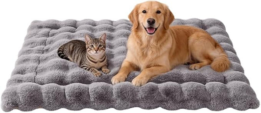 Large Dog Bed Mat, Extra Large Plush Faux Fur Washable Pet Bed for Large Dogs, Non-Slip Fluffy Dog Mat – Machine Washable XL Dog Sleeping Pad for Large Breeds, 35 x 27 Inch Grey