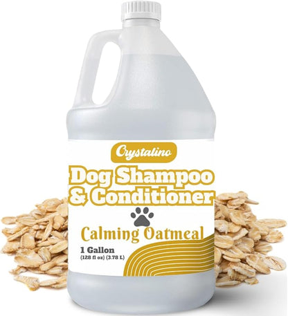 Oatmeal Shampoo for Dogs - 1 Gallon Dog Shampoo Champu para Perros & Conditioner Concentrate Professional Grooming - 1 Gallon Sensitive Hypoallergenic Dogs Shampoos, Oatmeal Puppy Shampoos