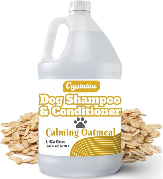 Oatmeal Shampoo for Dogs - 1 Gallon Dog Shampoo Champu para Perros & Conditioner Concentrate Professional Grooming - 1 Gallon Sensitive Hypoallergenic Dogs Shampoos, Oatmeal Puppy Shampoos