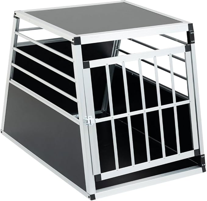 Aluminum Dog Crate Transport Box, 36" Heavy Duty Pet Travel Crate with Lockable Door, Trapezoidal Car Kennel, Ventilated Dog Carrier for Medium & Large Dogs, Easy Clean, 35.8"L x 25.6"W x 27.2"H