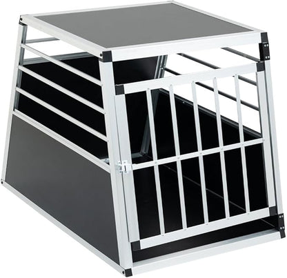 Aluminum Dog Crate Transport Box, 36" Heavy Duty Pet Travel Crate with Lockable Door, Trapezoidal Car Kennel, Ventilated Dog Carrier for Medium & Large Dogs, Easy Clean, 35.8"L x 25.6"W x 27.2"H