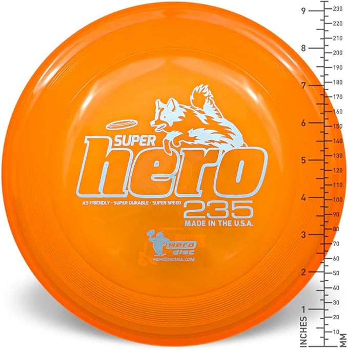 Hero Disc USA Superhero 235 K9 Candy Plastic Dog Disc, Outdoor Dog Toy and Pet Disc, Puncture Resistant Dog Flying Disc (Pink)